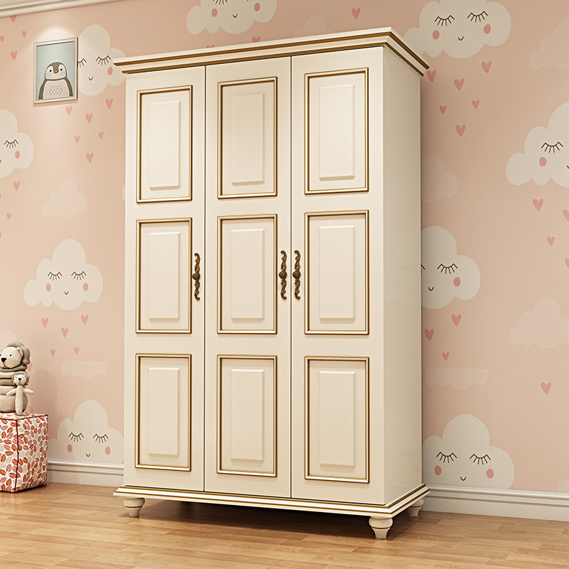 American Wardrobe Bedroom White 2 doors wardrobe solid wood European style overall children's cabinet locker 4 doors big wardrobe-Taobao
