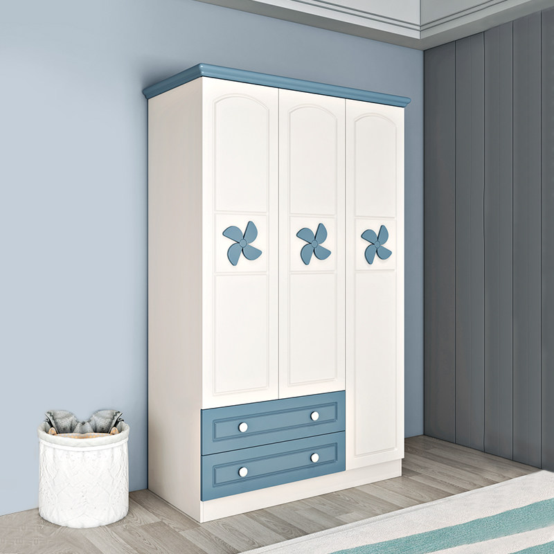 Children's three-door wardrobe modern minimalist home closet boy girl cartoon bedroom small family type storage containing cabinet