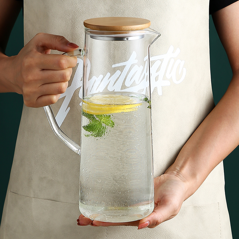 Home Fridge Cold Kettle Bucket Cold Kettle Cup High Temperature Resistant Glass Ice Cold Kettle Kettle Summer Cold Brew Bottle Juice Tea Jar