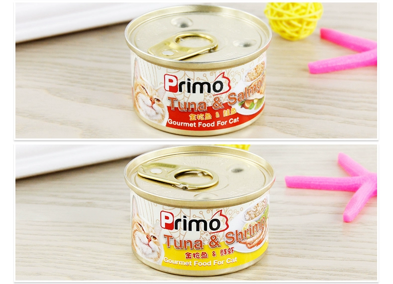 Mèo Primo đóng hộp 80g * 24 4 hương vị LCL súp ít chất béo thức ăn cho vật nuôi