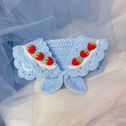 Чокер, клубника ручной работы, накидка, плетеный шарф, аксессуар, набор материалов, кот, домашний питомец, DIY