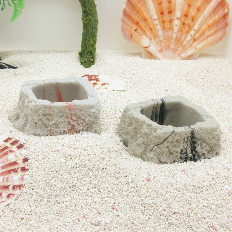 (Square Basin-Snail House World) Hermit Crab Special Drinking Fountain Feeding Water Bowl Food Plate Resin Moisture-proof and Durable