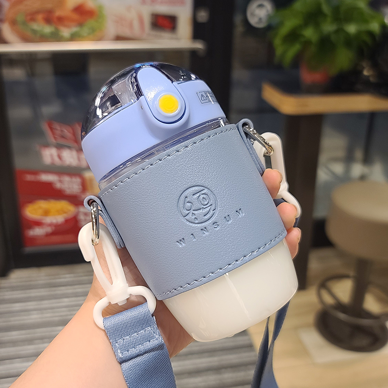 Summer Brief Pure Color Ensemble Water Glass Female Personality Creative Portable Accompanying Cup Student Couple Girlfriends Straw Cup Cute