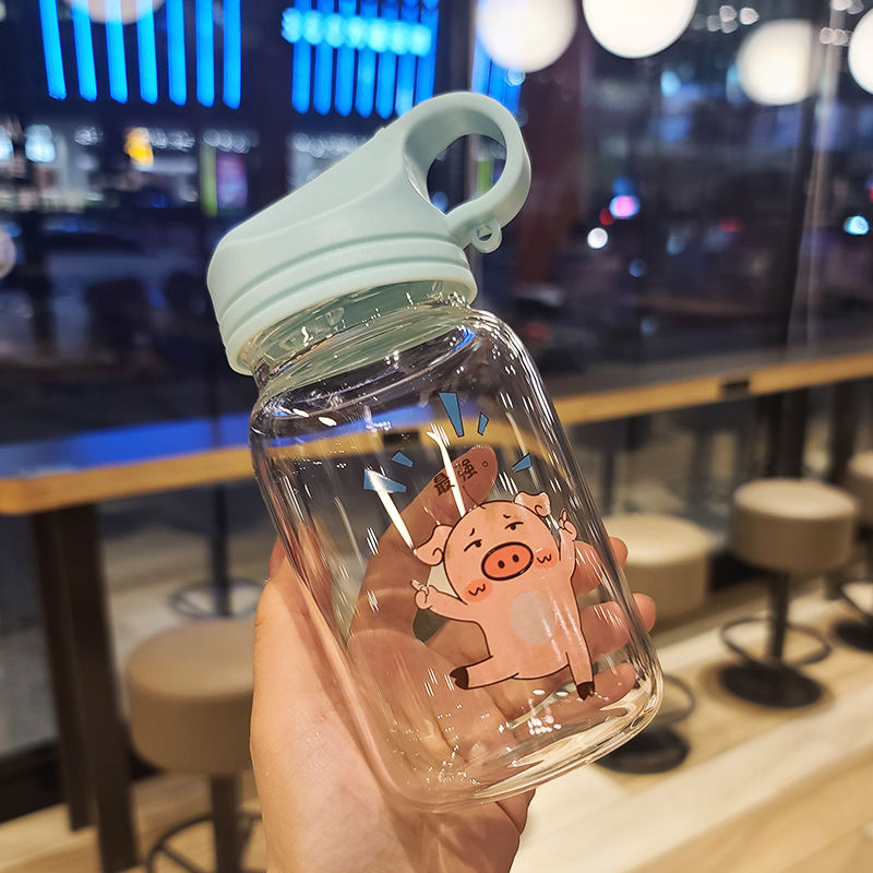 Portable cute high temperature resistant large-capacity glass student adult high-value water cup female summer girl straw cup