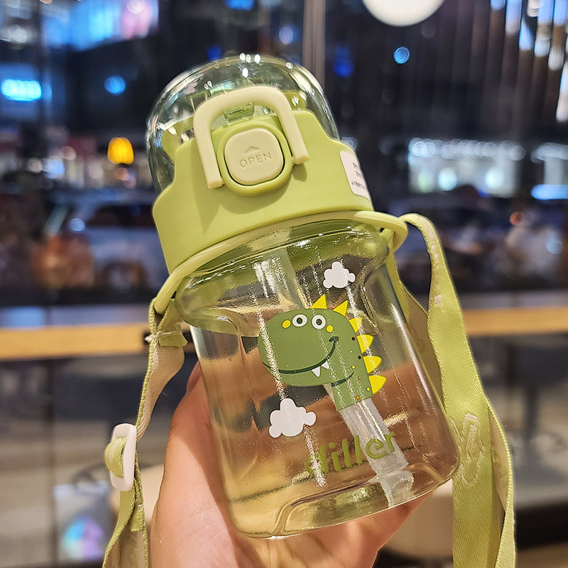 Han style portable water glass female summer student child tritan straw cup anti-fall and leakage cute cartoon ins wind