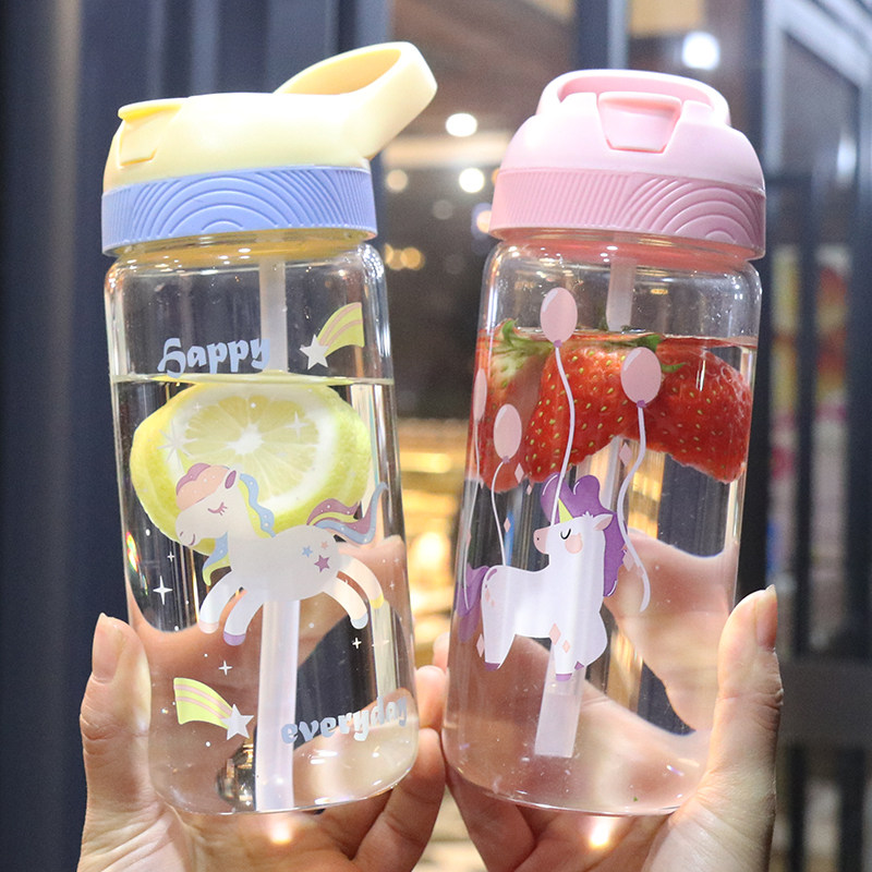 Internet celebrity glass ins unicorn sippy cup portable trend Korean water cup student fresh and cute girl heart