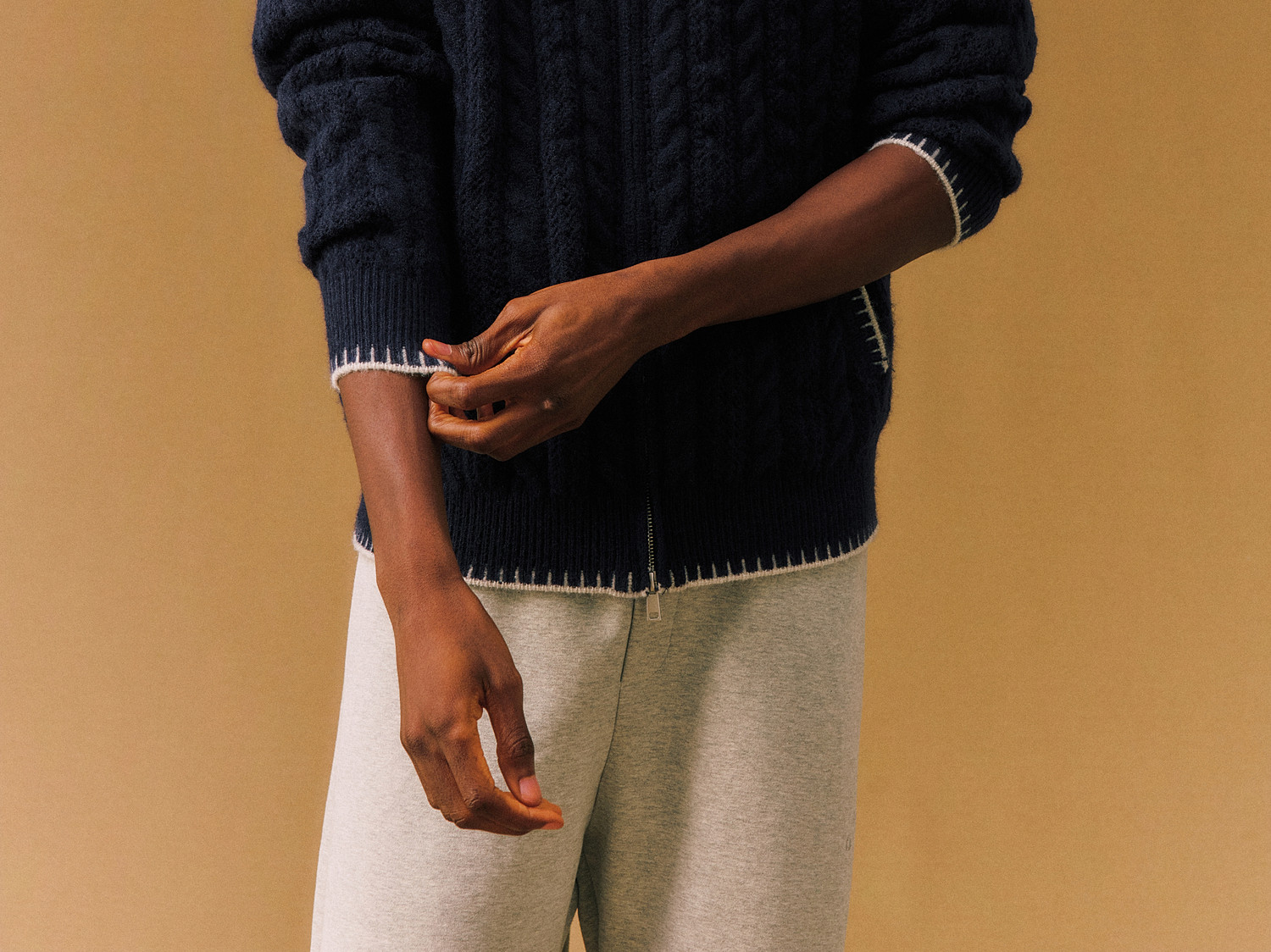 FPA Cable-Knit Color-Block Cardigan