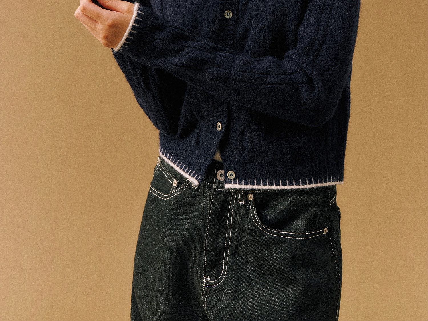 FPA Color-Block Cable-Knit Cardigan
