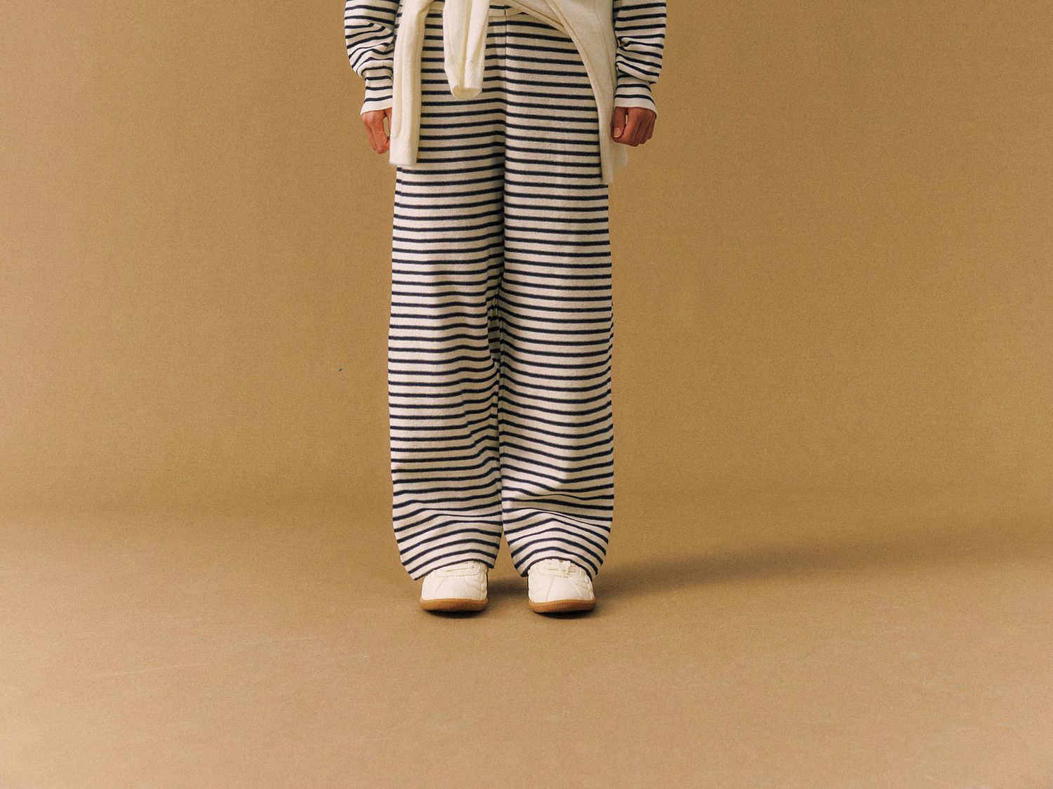 FPA Striped Crew Neck Button-Up Sweater