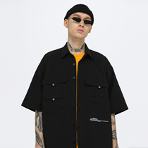 FPA (VENGETICE) summer loose printed short-sleeved shirt tooling hip-hop mens national tide brand half-sleeved shirt