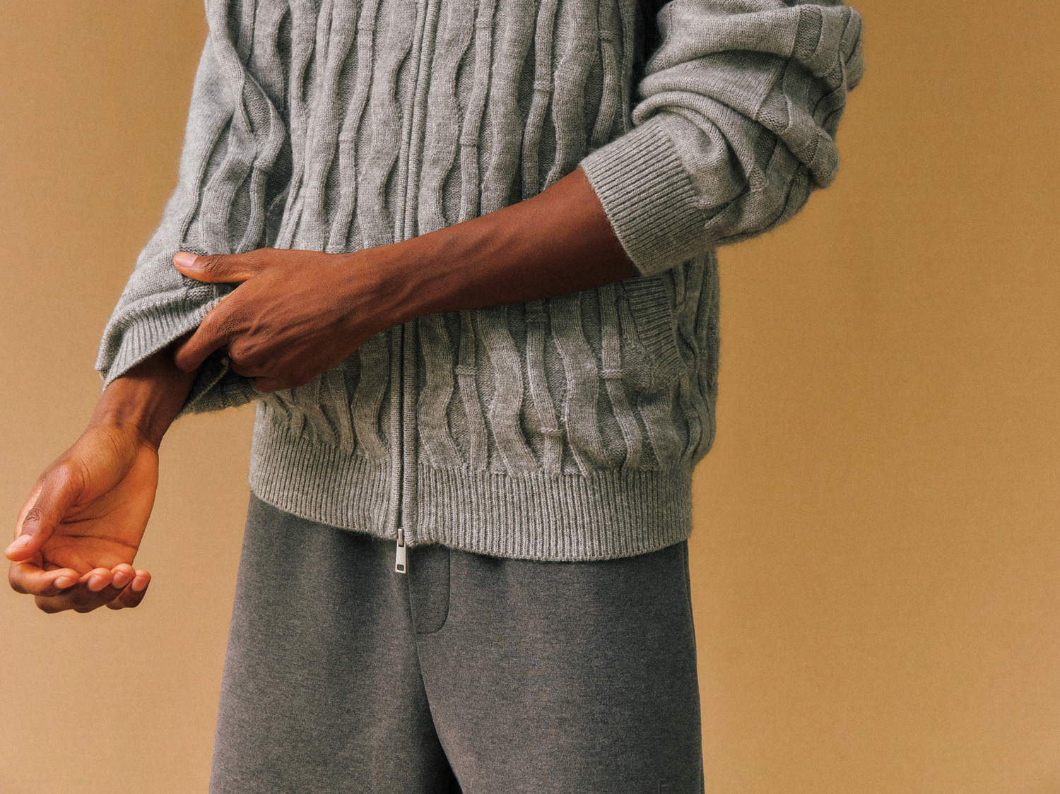 FPA Spiral Cable-Knit Zip Sweater