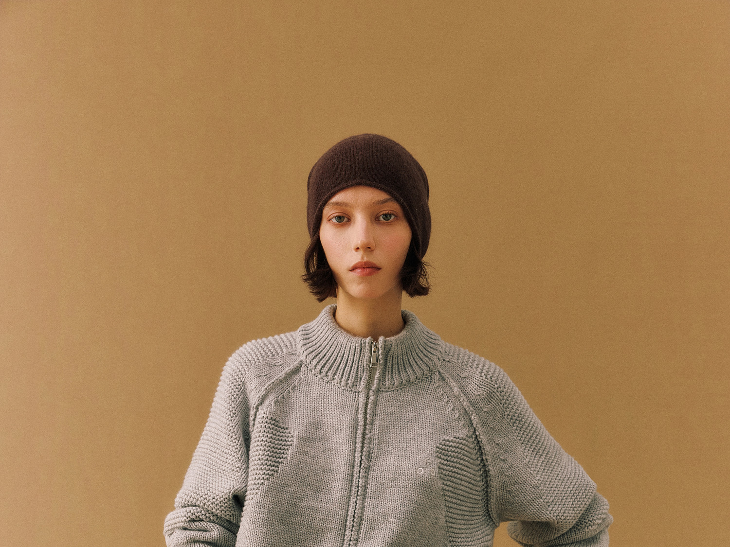 FPA Space-Dyed Zip-Up Cutout Sweater