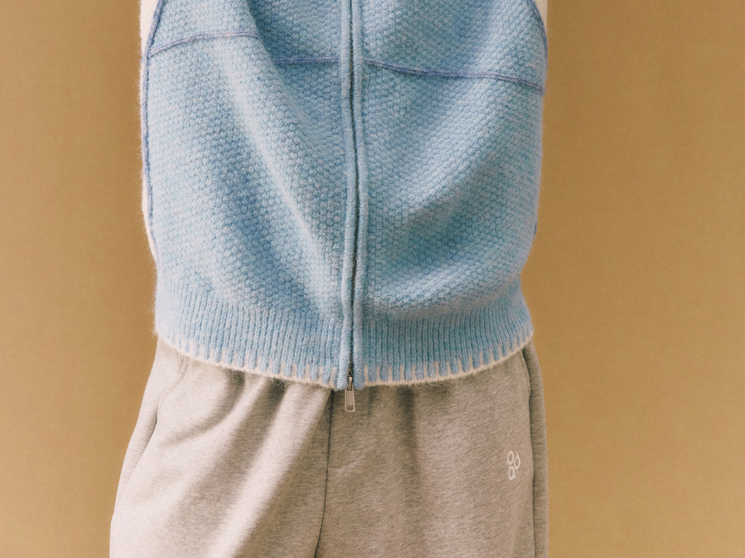 FPA Contrast Zip-Up Knit Cardigan