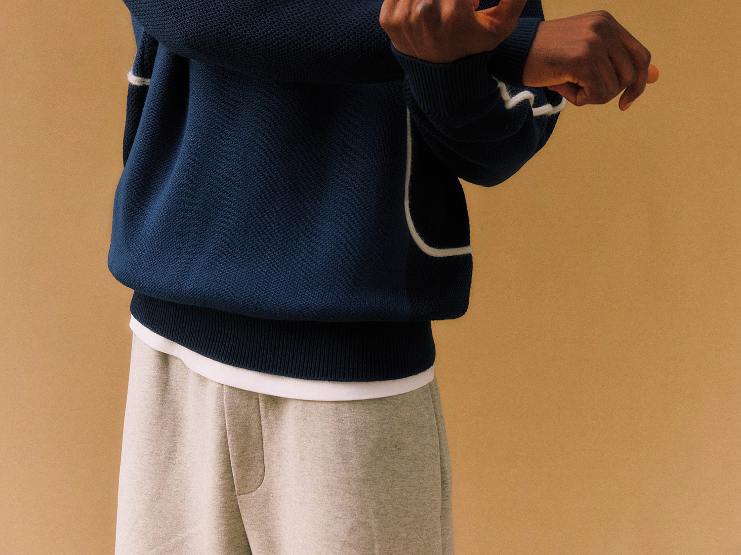 FPA Color-Block Curved Crewneck Sweater