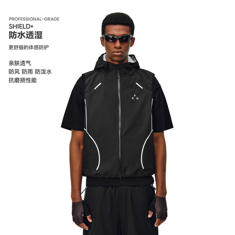 Fpa Waterproof, Breathable and Wear-Resistant Light Arc Hooded Vest, Outdoor Sports Reflective Strip Summer Sleeveless Jacket for Men Fpa Waterproof, Breathable and Wear-Resistant Light Arc Hooded Vest, Outdoor Sports Reflective Strip Summer Sleeveless Jacket for Men