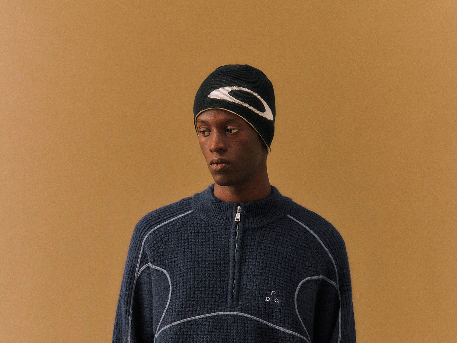 FPA Half-Zip Color-Block Jacquard Sweater