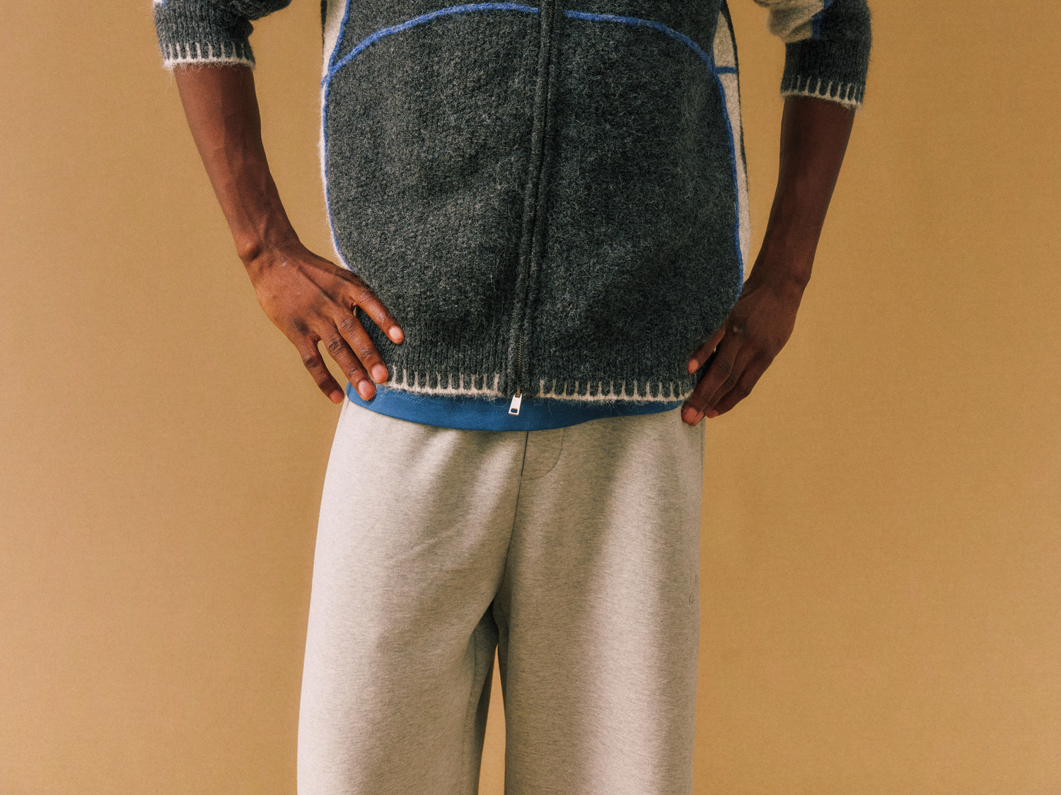 FPA Contrast Zip-Up Knit Cardigan