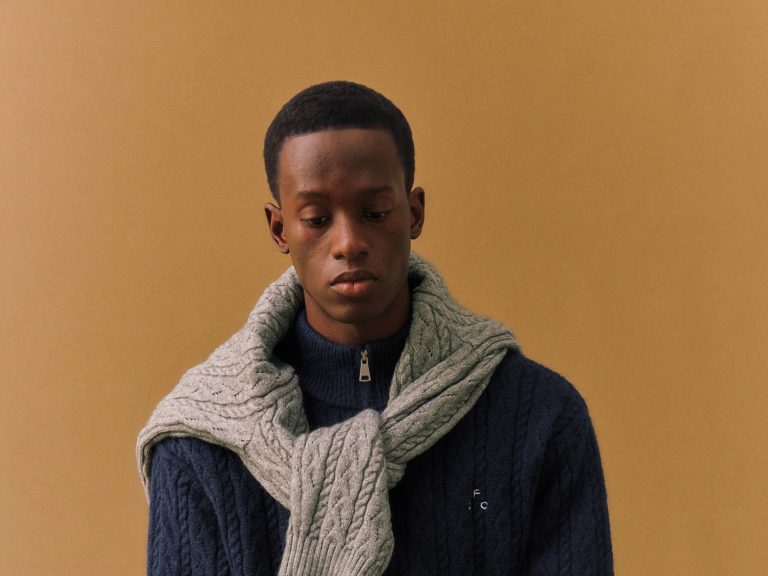 FPA Half-Zip Cable-Knit Sweater