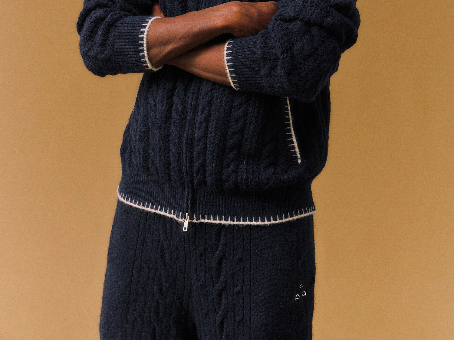 FPA Cable-Knit Color-Block Cardigan