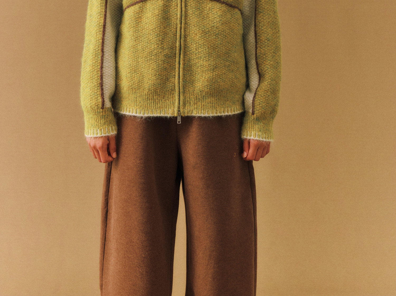 FPA Contrast Zip-Up Knit Cardigan