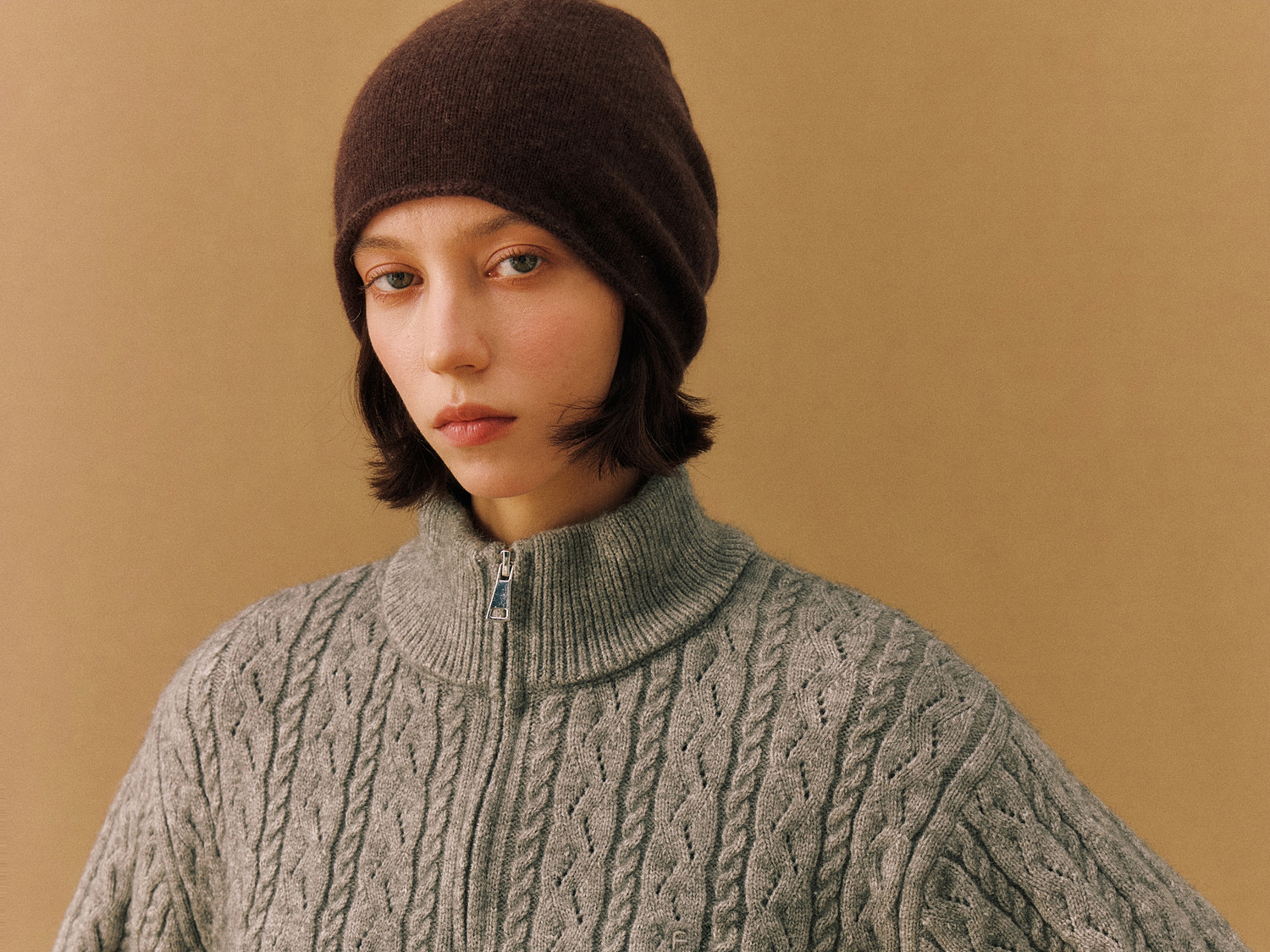 FPA Half-Zip Cable-Knit Sweater