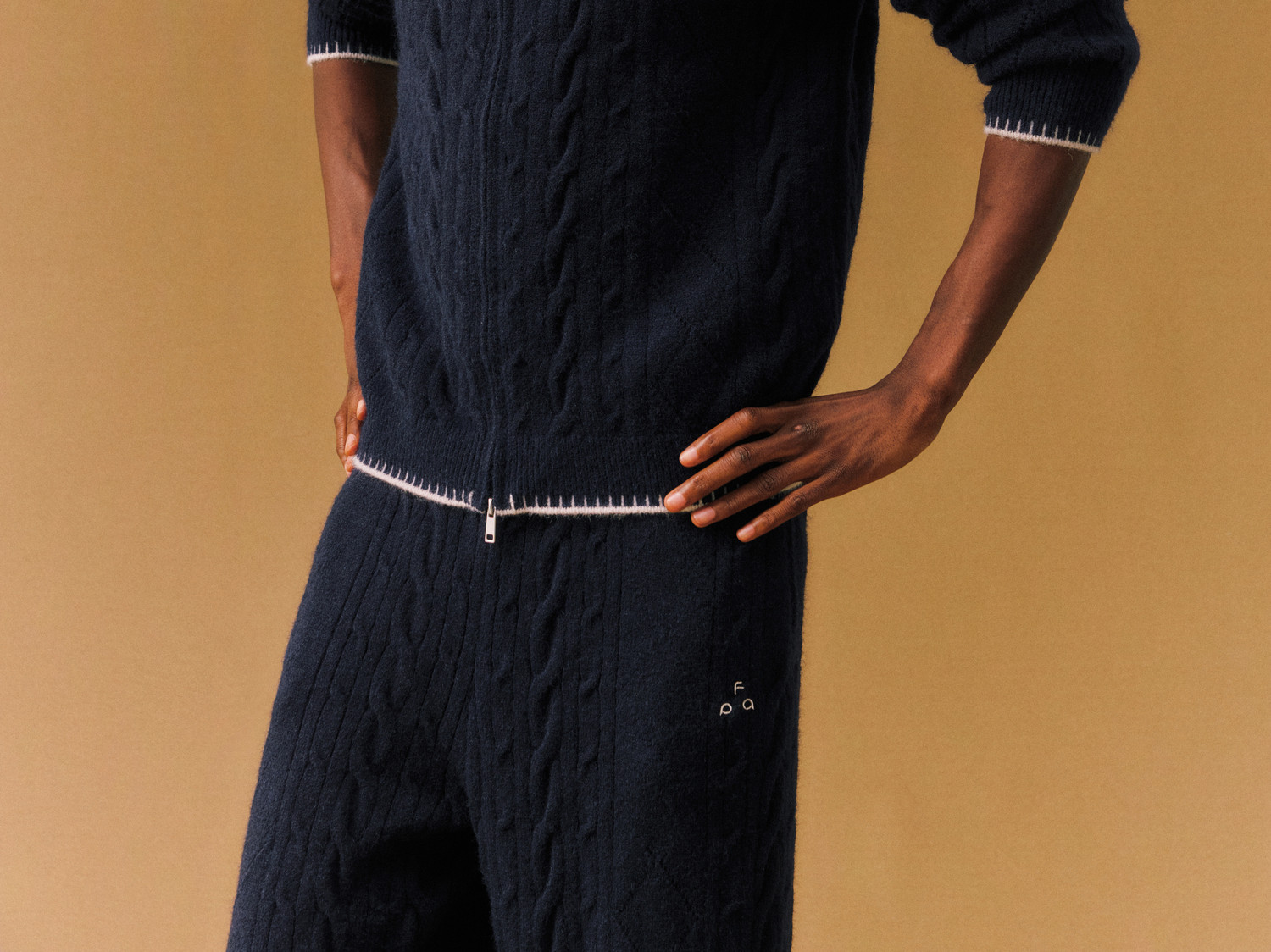 FPA Cable-Knit Color-Block Zip-Up Cardigan