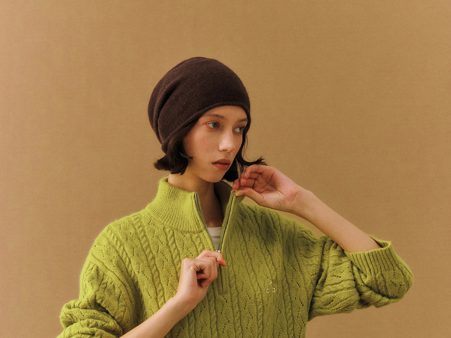 FPA Half-Zip Cable-Knit Sweater