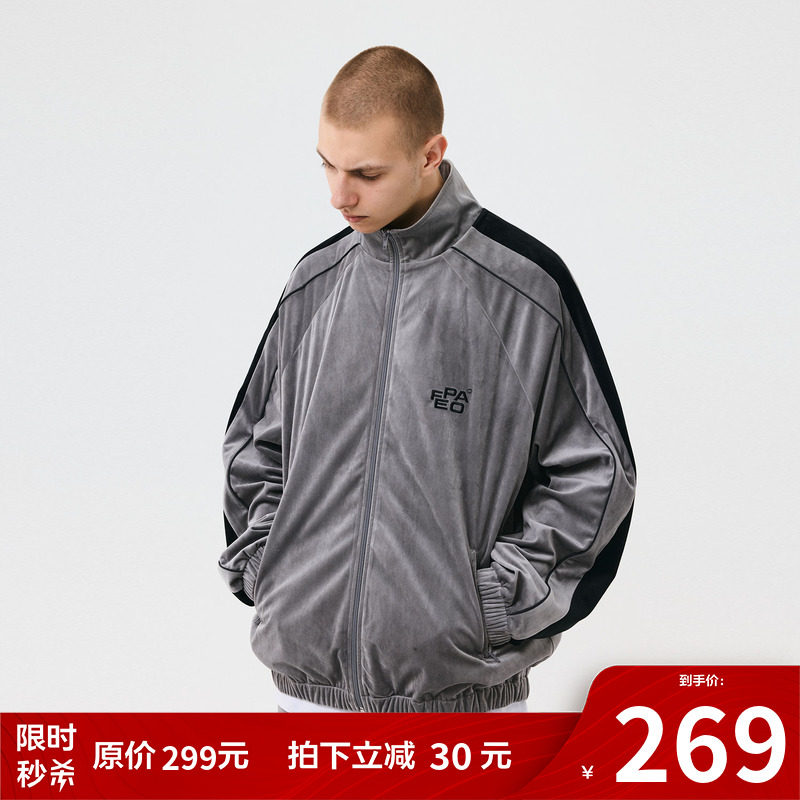 FPA Collision Color Splicing Velvet Jacket National Tide Card Hip Hop Loose 100 Hitch Fashion Spring Autumn Casual Couple Jacket Man 