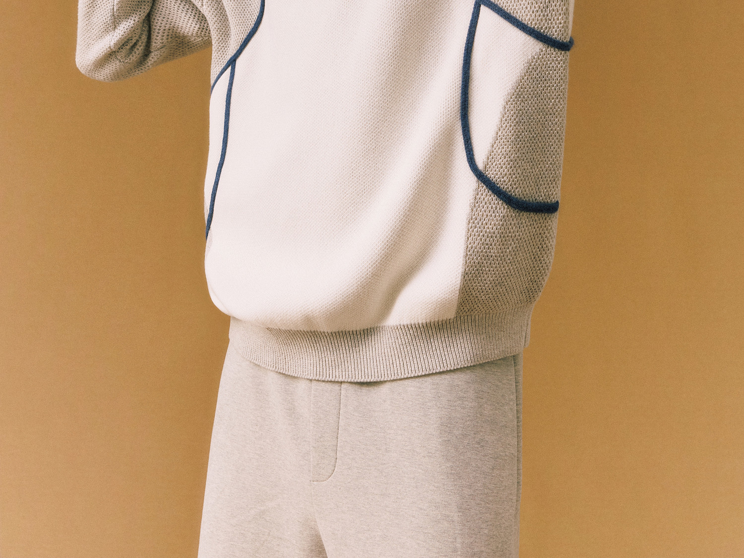 FPA Color-Block Curved Crewneck Sweater