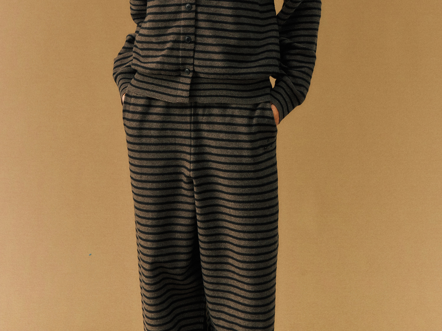 FPA Striped Crew Neck Button-Up Sweater
