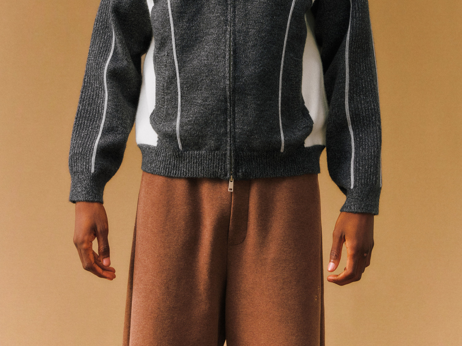FPA Color-Block Zip-Up Knit Sweater