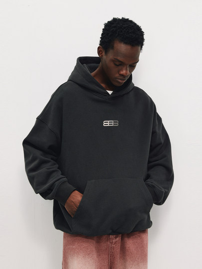 FPA渐变跑道图形连帽卫衣 国潮牌春季休闲宽松重磅美式帽衫外套男