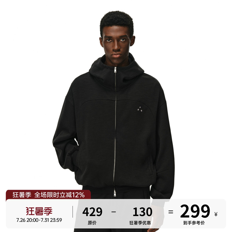 Fpa Floral Slub Cotton Moisture-Wicking Zip-Up Hoodie Jacket Autumn Casual Basic Loose Couple Hoodie