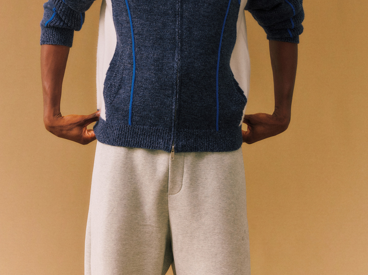 FPA Color-Block Zip-Up Knit Sweater