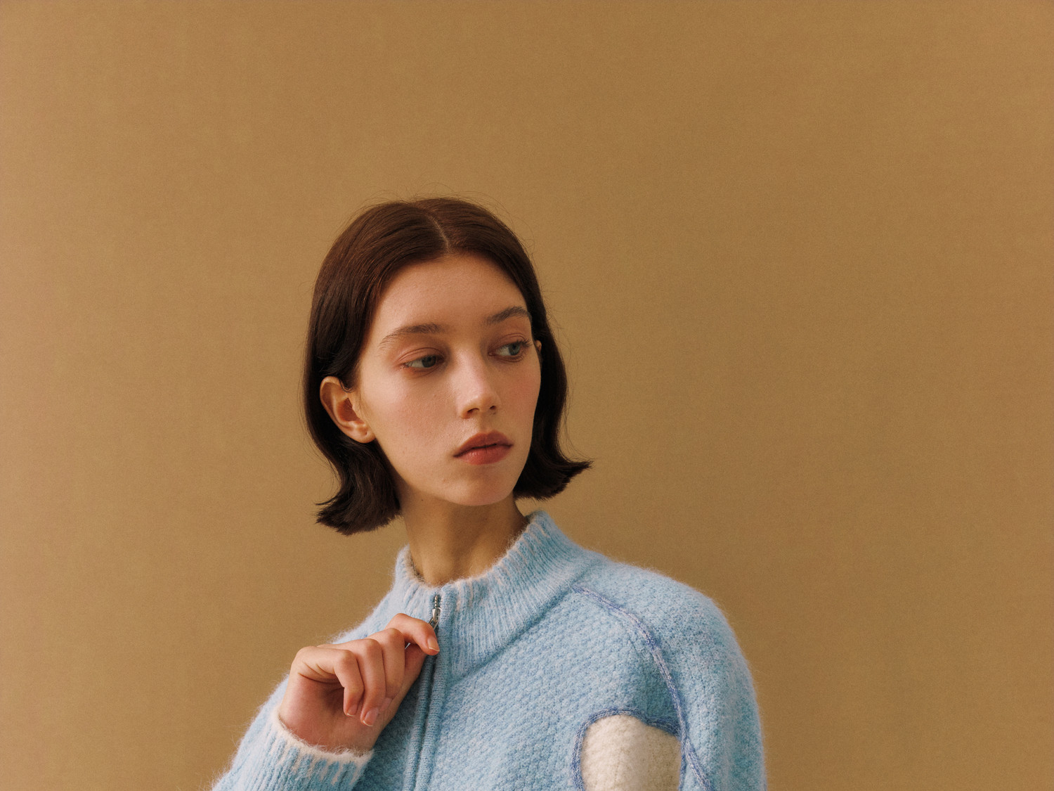 FPA Contrast Zip-Up Knit Cardigan