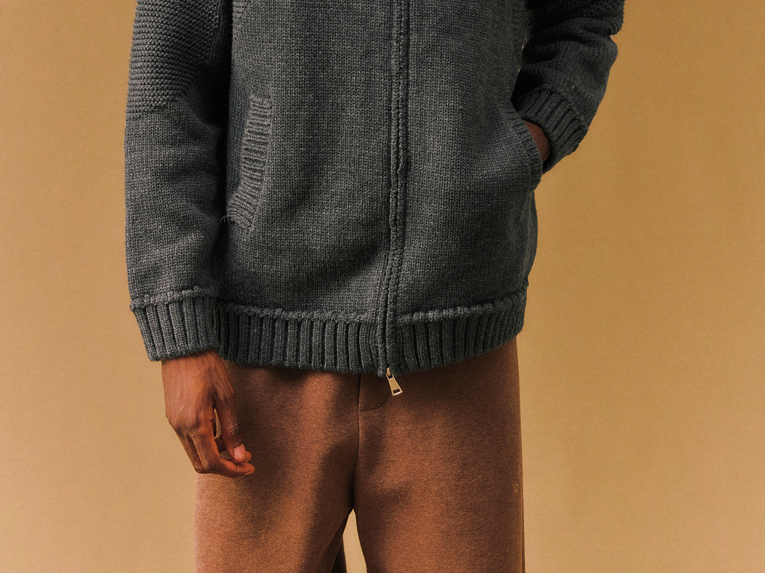 FPA Space-Dyed Zip-Up Cutout Sweater