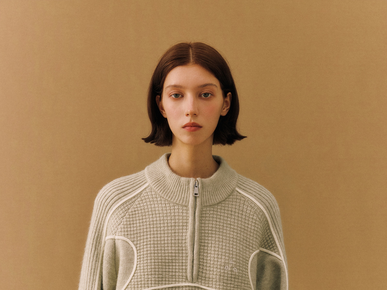 FPA Half-Zip Color-Block Jacquard Sweater
