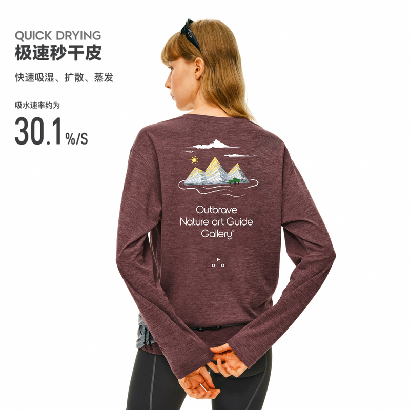 Fpa Floral Yarn Mountain Series Outdoor Sports Long-Sleeve Quick-Drying Breathable Hiking Autumn Crew Neck Printed Couple T-Shirt