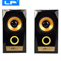 LP Bright pie D800 wooden mini speaker computer laptop USB double plug subwoofer
