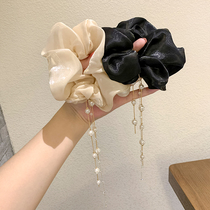 Net Red 2021 New Hair Rope Large Intestine Hair Ring Flow Su Pearl Head Rope Leather Fascia Female Zhead Mati Head Flower Ornaments