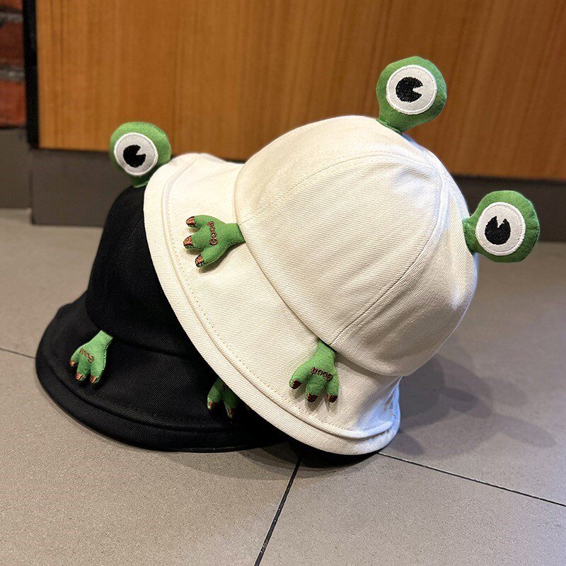 Japanese wild fisherman hat cute frog hat female spring and summer student cartoon sunscreen sun hat basin hat