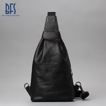BFS breast bag male leather shoulder shoulder bag head layer cowhide leather casual Korean version of tide youth mini chest bag