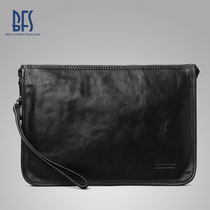 BFS handbag mens leather soft large capacity clutch bag mens cowhide zipper envelope casual Korean tide bag