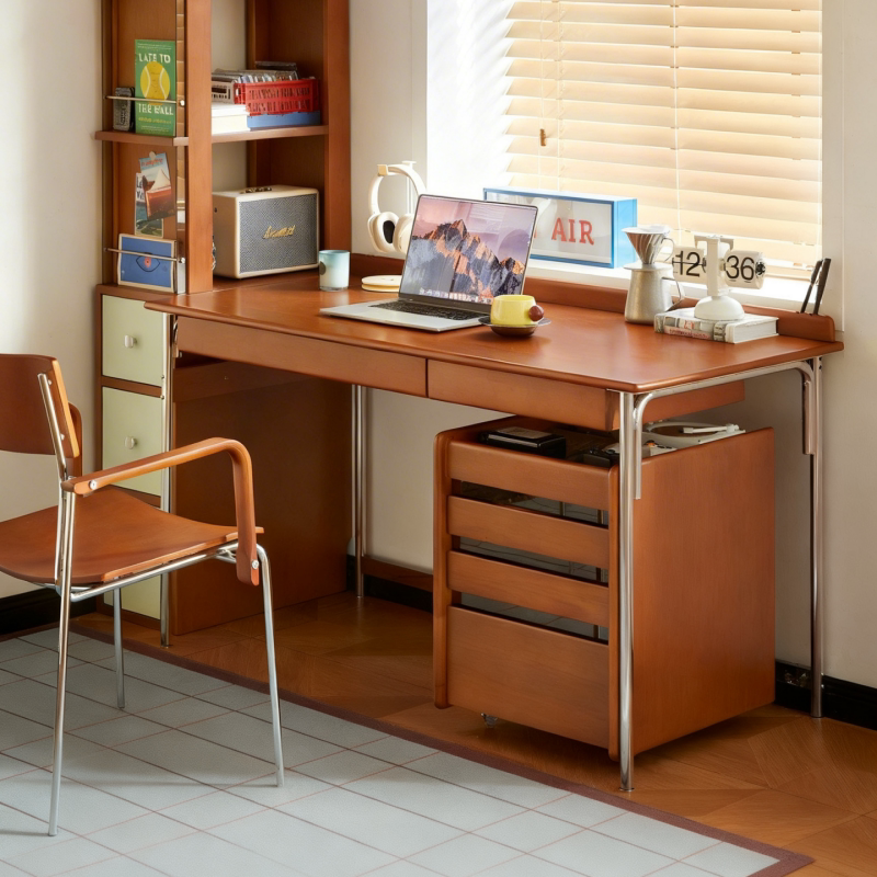 Solid Wood Desk, Antique-Style Study Desk, Home Desktop Computer Desk, Bedroom Desk, Study Desk, Work Desk