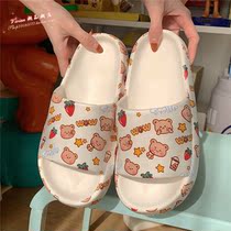 Hong Kong anti-slip and deodorant thick bottom cute cartoon slippers womens summer indoors outside wearing students hearts to cool drag