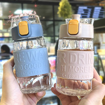 Hong Kong Water Glass Womens Summer High Face Value Glass Cups Ins wind personality Anti-heat and heat-resistant straight drinking portable mug