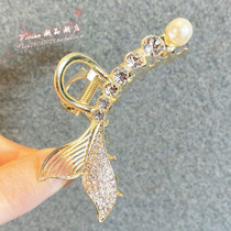 Hong Kong Fish Tail Grab Clip Female Imitation Pearl Hair Clip Rear Brain Spoon Shark Hair Catch Clip Travel Card Head Ornament