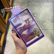 Hong Kong Creative Square Water Cup Female High Face Value Summer Cups students Inclined Satchel Back Sports Water Bottle