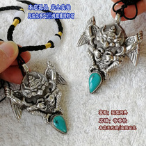 Nepal 925 sterling silver big Peng gold-winged bird body pendant with turquoise Dapeng bird pendant