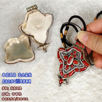 Nepal 925 sterling silver coral big Gaw box pendant Sea shell Gaw necklace pendant storage pendant pendant about 46g